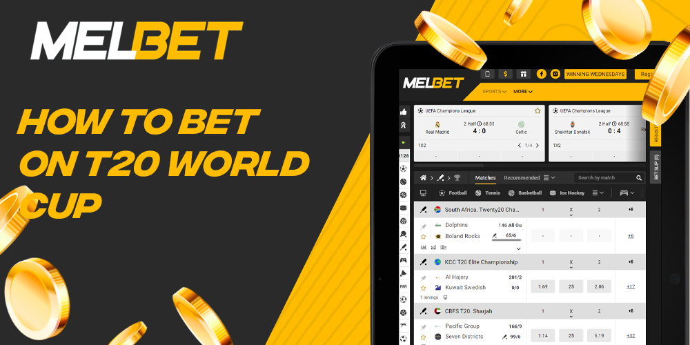 Step-by-step instructions on how to bet on T20 World Cup games on the Melbet website