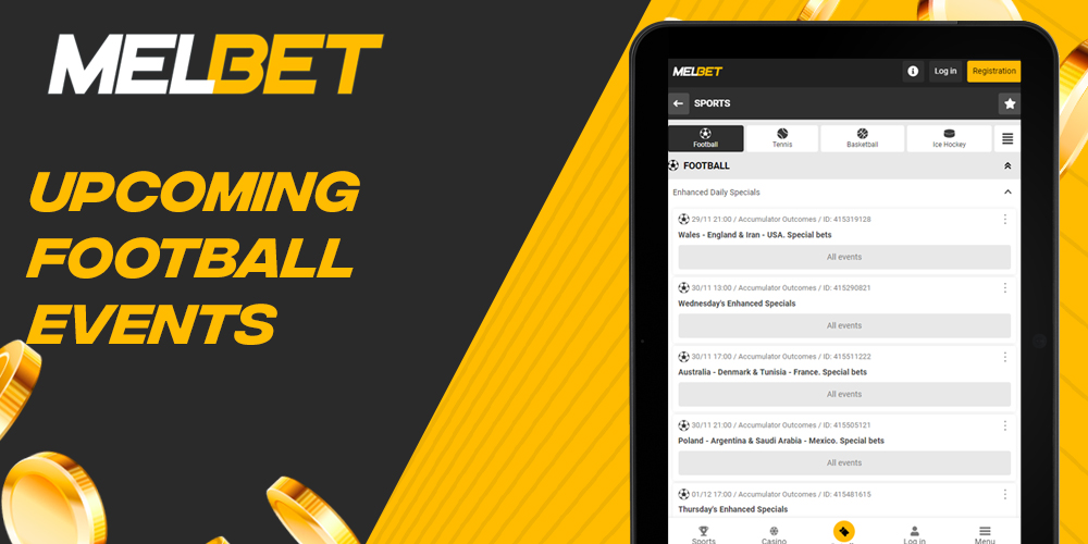 What upcoming soccer events are available for betting on Melbet 